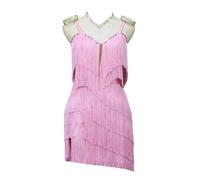 PONNYC Pink,XXL, Latin Dancing Outfit for Women Ballroom Dancing Dresses Backless Salsa Performance Dancewear Cha Cha Dance Clothes