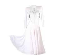 PONNYC White,S, Beaded Ballroom Dancing Dresses Women's Waltz Dancewear Professional National Standard Dancing Outfit Foxtrot Clothes