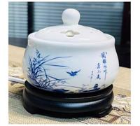 ponpfden Electronic Incense Burner, Temperature Control Incense Burner, Ceramic Electric Incense Holder, Timer Temperature Control Essential Oil Burner(Bamboo White)