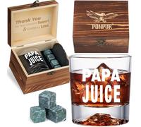PONPUR "PAPA Juice Whiskey Glass Chrsitmas, Funny Dad Birthday Gifts for Men Dad Grandpa Papa, Unique Gift from Daughter Son Kids, Cool Gag Bourbon Gift Ideas, Christmas Stocking Stuffers