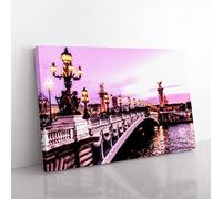 Pont Alexandre Iii Bridge In Paris France Modern Art Canvas Wall Art Print Ready to Hang, Framed Picture for Living Room Bedroom Home Office Décor, 76x50 cm (30x20 Inch)