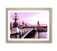 Pont Alexandre Iii Bridge In Paris France Modern Art Framed Print | A4 Oak Framed Wall Art | Ready to Hang | Modern Cityscape Picture | Living Room Bedroom Lounge Office