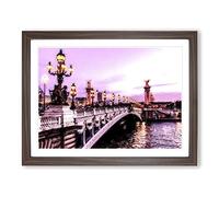 Pont Alexandre Iii Bridge In Paris France Modern Art Framed Wall Art Print, Ready to Hang Picture for Living Room Bedroom Home Office Décor, Walnut A3 (46 x 34 cm)