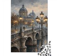 Pont Neuf 1000 Piece Puzzle Paris for Relaxation First-Time Jigsaw Users Memory Improvement Small Gift Idea 38x26cm/1000pcs