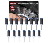 PONTASS Rotary Tool Sanding, Sanding Drums Set for Dremel Rotary Tool Accessories, 15Pcs 1200 Grits Sanding Bits Kit with 1/8" Shank for Metal Rust Removal/Jade Polishing/Stone Grinding