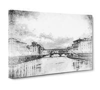 Ponte Vecchio Bridge in Florence Italy Canvas Print | Gallery Wrapped 30mm Frame Wall Art | 30x20 inches | Ready to Hang | Modern Cityscape Picture | Living Room Bedroom Lounge Office
