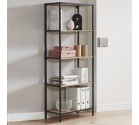 pontiac tall wooden bookcase with 4 shelves in oak and black
