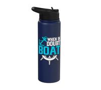 Pontoon Boat Captain When in Doubt Boat Boating Stainless Steel Insulated Water Bottle