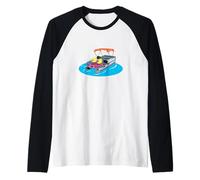 Pontoon Boat on a Lake Raglan Baseball Tee