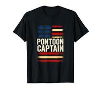 Pontoon Captain - American Flag Boating Fun T-Shirt