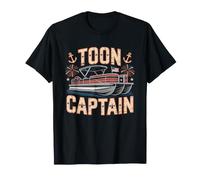 Pontoon Captain Badge Fourth July American Flag Graphic Toon T-Shirt