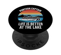 Pontoon Captain Life Is Better At The Lake Boating PopSockets Adhesive PopGrip