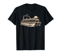 Pontoon Captain Patriotic American Flag Fourth July Lake T-Shirt