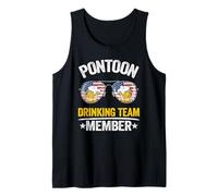 Pontoon Drinking Team Member US Flag Beer Pontoon Captain Tank Top