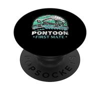 Pontoon First Mate Crew Captain Boating Lover PopSockets Adhesive PopGrip
