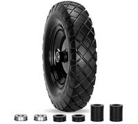 Pontuss - Upgraded 16 inch flat wheelbarrow tires and tires, 4.80/4.00-8 solid tires with 5/8 and 3/4 inch bearings, 14 universal fit wheelbarrow tires