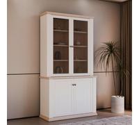 Pontypool Display Cabinet - 2 Door - White and Riva Oak