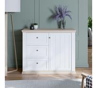 Pontypool Sideboard - 1 Door - 3 Drawer - White and Riva Oak