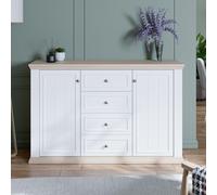 Pontypool Sideboard - 2 Door - 4 Drawer - Medium - White and Riva Oak