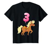 Pony Ballon 3rd Birthday Horse 3 Years Old Girls Birthday T-Shirt