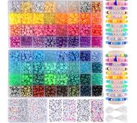 Pony Beads, 2380pcs Pony Bead for Friendship Bracelet Making, 64 Colors Hair Beads, Include Letters Kandi Bead, Tassels, Large Aperture, Simple and Easy to Learn DIY Craft Making Kit