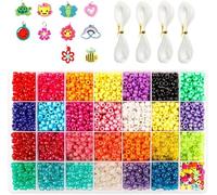Pony Beads, 4,600 pcs 9mm Pony Bead Set in 27 Colours with Letter Beads, Star Bead and Elastic String for Bracelet Jewelry Making