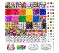 Pony Beads for Bracelet Making Kit, Color Barrel Bead Letter Alphabet Bead, Exquisite Patterns for Friendship Jewelry DIY Crafts Keychain Jewellery Making