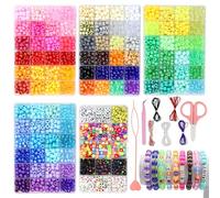Pony Beads Kit, 3642Pcs Pony Beads Bulk 96Color with Letter Rainbow Beads