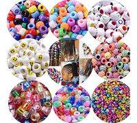 Pony Beads Multi Color Barrel Shape Hair Beading Bracelets DIY Beads Kit Hair (Multi)