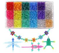 Pony Beads Opaque Multi Colored One Size Plastic Craft Pony Beads Assorted Bulk Variety Set with Storage Box for DIY Jewelry Bracelet Necklace Making