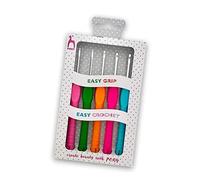 Pony C/HK SET E/GRIP P/DOT - Crochet Hook Set: Easy Grip: Polka Dot: Set of 5: Assorted Sizes in White Pony White