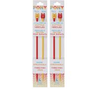 Pony Childrens Coloured Knitting Pins: Plastic: Single Ended: 18cm x 4.00mm, Multi, 4.1 x 4 x 25 cm (Pack of 2)