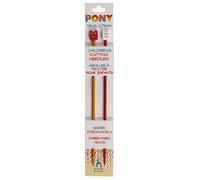Pony Children's Coloured Knitting Pins: Single-Ended: Anodised Aluminium: 18cm x 3.75mm: Red/Yellow, Multi, 3.75mm, Aluminum