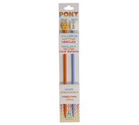 Pony Children's Coloured Knitting Pins: Single-Ended: Plastic: 18cm x 5.00mm: Orange/Blue, Multi, 5.1 x 4 x 24.5 cm