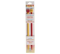 Pony Children's Knitting Pins: Single-Ended: Plastic: 18cm x 5.50mm: Red/Yellow, Multi-Colour, 5.1 x 4 x 24.5 cm