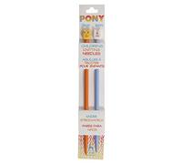 Pony Children's Coloured Knitting Pins: Single-Ended: Plastic: 18cm x 6.00mm: Orange/Blue, Multi, 5.1 x 4 x 24.05 cm