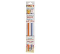Pony Children's Knitting Pins: Single-Ended: Plastic: 18cm x 6.00mm: Orange/Blue, Multi-Colour, 5.1 x 4 x 24.05 cm