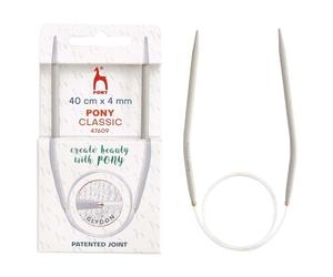 Pony Circular Metal Knitting Pins Needles With Cable Wire Length 40cm Width 4mm