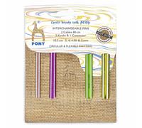 Pony Colour Knitting Pins Circular Interchangeable 4 Pairs in Jute Case: Assorted Sizes P61064