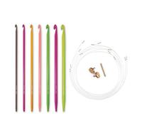 Pony Colour Interchangeable Tunisian Crochet Hook Set - Hook with Wear-Resistant Coating for DIY Crocheting Projects, Multicolour, 3.00-6.00 mm - 1 Set
