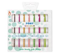 Pony Interchangeable Tunisian Crochet Hook Set – Pony Colour, Wear-Resistant Coating, 3.00–6.00 mm