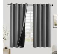 PONY DANCE 100% Blackout Curtains for Bedroom - Thermal Insulated Full Blackout Eyelet Curtains & Drapes Heat and Light Blocking Panels for Living Room with Black Liner 2 Pcs, 52 x 54 Inch, Grey