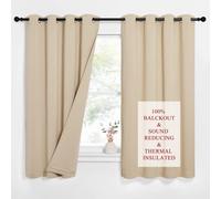PONY DANCE 100% Blackout Curtains - Soundproo Noise Reduction Top Eyelet Curtains Panels for Thermal & Privacy Protected Nursery Blinds, 2 PCs, 52x63 Inch Drop, Biscotti Beige