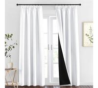 PONY DANCE 100% Blackout Pencil Pleat Curtains - Double Layered Short Thermal Insulated Curtains & Drapes for Bedroom/Kitchen, 2x W55 X L96, Pure White