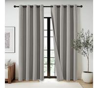 PONY DANCE 100% Light Blocking & Linen Feel Silver Grey 52x90 Inch 2 Panels Curtains - Professional Triple Layer Woven Thermal Eyelet Drapes for Home