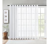 PONY DANCE 180 Inch Wide Voile Curtain for Room Divider - Single Large Width Door Net Curtain Semi Transparent Sheer Window Treatment Privacy Protected for Patio Door/Living Room/Kitchen, White