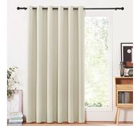 PONY DANCE 80 Inch Door Curtain for Home Divider - Large Thermal Insualted Privacy Curtain with Eyelets for Living Room Bedroom Decor, Single Piece, 84 Inch Drops, Light Beige, 1 Panel