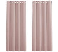 PONY DANCE Baby Pink Curtains for Girls Bedroom - Thermal Insulated Eyelet Black Out Curtains & Drapes Noise Reducing Blackout Panels, 46-inch x 54-inch Wide by Drop, 2 PCs