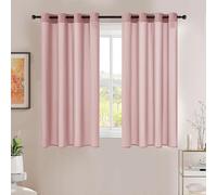 PONY DANCE Baby Pink Net Curtains for Windows 45 Drop - Translucent Non-See-Through Short Voile Curtains, Eyelet Sheer Panels with Elegant Smooth Texture Look for Kitchen, Set of 2, 52 Inch Wide