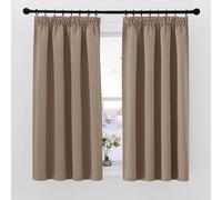 PONY DANCE Bedroom Blackout Curtains - 54 Drop Short Kitchen Curtain for Bedroom Set Pencil Pleat Thermal Window Treatments Drapery Panels Light Blocking, 2 Pieces, W46 X L54, Cappuccino
